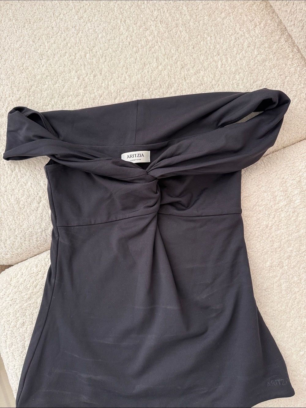 Aritzia One-Shoulder Black Twist-Front Dress